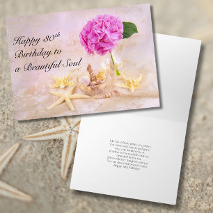 Carte Joyeux 30e Anniversaire Pivoine avec Coquillages