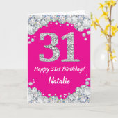 Carte Joyeux 31e anniversaire Hot rose Parties scintilla (Fleur jaune)