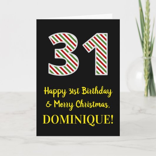 Carte Joyeux 31e anniversaire & Joyeux Noël, Nom personn (Devant)