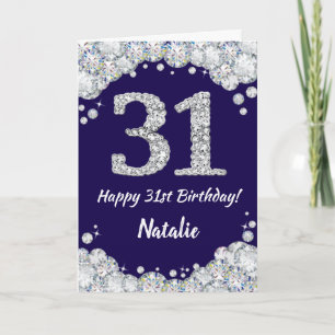 Carte Joyeux 31e anniversaire Marine Bleu et Parties sci
