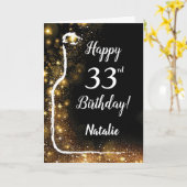 Carte Joyeux 33e anniversaire Black and Gold Parties sci (Fleur jaune)
