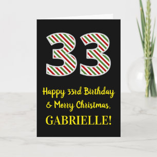 Carte Joyeux 33e anniversaire & Joyeux Noël, Nom personn