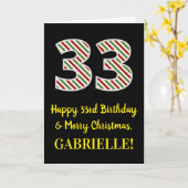Carte Joyeux 33e anniversaire & Joyeux Noël, Nom personn (Fleur jaune)