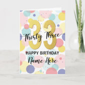 Carte Joyeux 33e anniversaire Pastel Arc-en-ciel et fill (Devant)