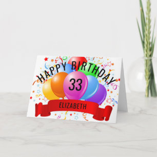 Carte Joyeux 33e anniversaire personnalisé