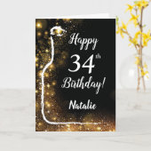 Carte Joyeux 34e anniversaire Black and Gold Parties sci (Fleur jaune)