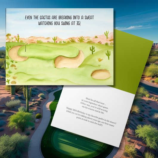 Carte Joyeux 35e anniversaire Desert Golf Course aquarel
