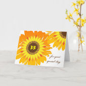 Carte Joyeux 35e Anniversaire Design Floral Tournesol (Fleur jaune)