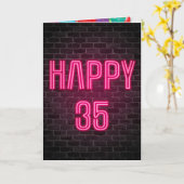 Carte Joyeux 35e anniversaire Neon Connexion en brique (Fleur jaune)