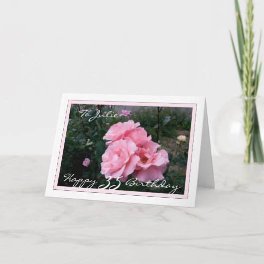 Carte Joyeux 35e anniversaire personnalisable avec Roses (Devant)