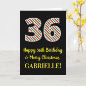 Carte Joyeux 36e anniversaire & Joyeux Noël, Nom personn (Fleur jaune)
