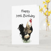 Carte Joyeux 39e Anniversaire Humour de Poussin Printani (Fleur jaune)