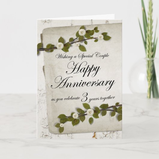 Carte Joyeux 3e anniversaire Floral (Devant)