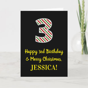 Carte Joyeux 3e anniversaire & Joyeux Noël, Nom personna