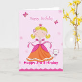 Carte Joyeux 3e anniversaire Princesse (Fleur jaune)