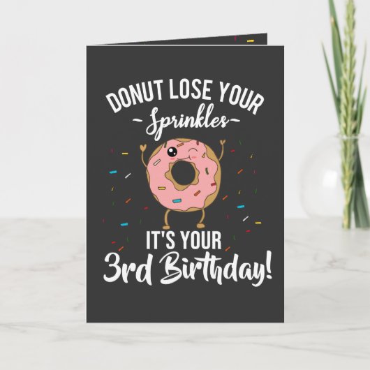 Carte Joyeux 3e anniversaire thème donut drôle (Devant)