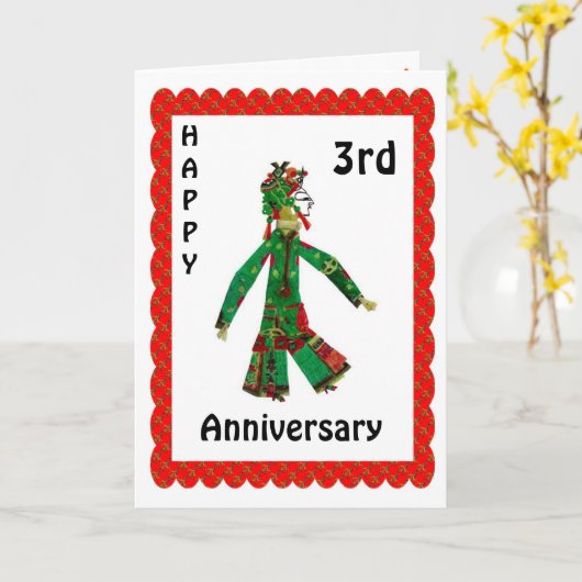 Carte Joyeux 3ème Anniversaire (Fleur jaune)