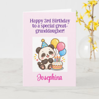 Carte Joyeux 3ème anniversaire arrière-petite-fille, Pan