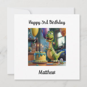 Carte Joyeux 3ème anniversaire Félicitations, Dino