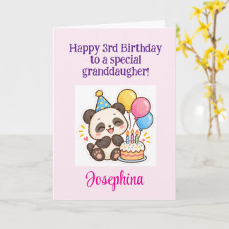 Carte Joyeux 3ème anniversaire petite-fille, Panda