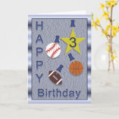 Carte Joyeux 3ème anniversaire Sports Thème (Fleur jaune)
