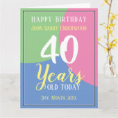 Carte Joyeux 40e anniversaire (Fleur jaune)