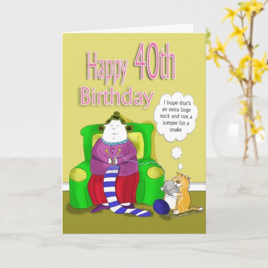 Carte Joyeux 40e anniversaire (Fleur jaune)