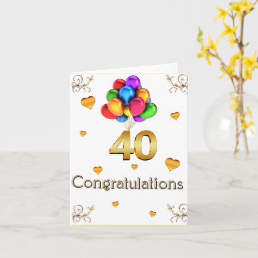 Carte Joyeux 40e anniversaire (Fleur jaune)