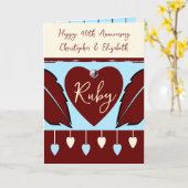 Carte Joyeux 40e anniversaire ajouter des noms bleu bord (Fleur jaune)