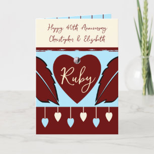 Carte Joyeux 40e anniversaire ajouter des noms bleu bord