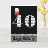 Carte Joyeux 40e anniversaire avec En vichy frontière (Fleur jaune)