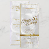 Carte Joyeux 40e anniversaire avec un ruban doré (Devant / Derrière)
