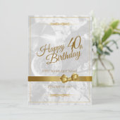 Carte Joyeux 40e anniversaire avec un ruban doré (Debout devant)