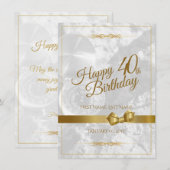 Carte Joyeux 40e anniversaire avec un ruban doré (Devant / Derrière)