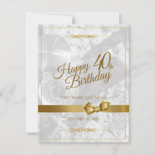 Carte Joyeux 40e anniversaire avec un ruban doré