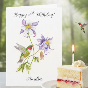 Carte Joyeux 40e anniversaire Columbine avec Hummingbird
