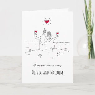 Carte Joyeux 40e anniversaire de Mariage Couple de coeur