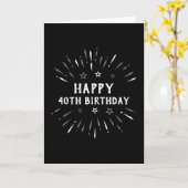 Carte Joyeux 40e anniversaire feux d'artifice noir blanc (Fleur jaune)