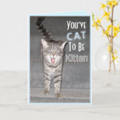 Carte Joyeux 40e anniversaire Funny Chat (Fleur jaune)
