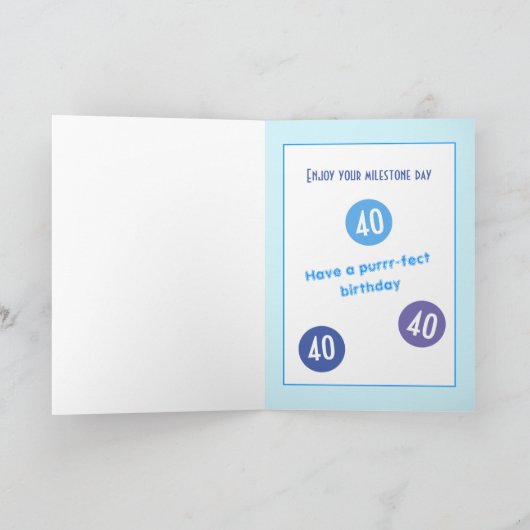 Carte Joyeux 40e anniversaire Funny Chat (Intérieur)