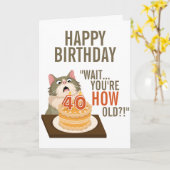 Carte Joyeux 40e anniversaire Funny Chat Humour Retro Pl (Fleur jaune)
