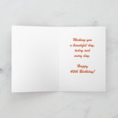 Carte Joyeux 40e anniversaire, nom, papillon orange (Intérieur)