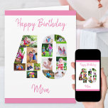 Carte Joyeux 40e anniversaire Numéro 40 Collage photo Gr<br><div class="desc">Dites Happy 40th Birthday Maman avec une carte d'anniversaire unique et votre propre collage photo personnalisé. Cette carte d'anniversaire pour maman a une typographie de script féminine en rose et simplement le style afin de se concentrer sur vos photos dans le numéro 40. Le modèle est configuré pour vous pour...</div>