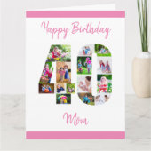 Carte Joyeux 40e anniversaire Numéro 40 Collage photo Gr (Devant)