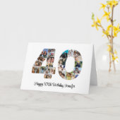 Carte Joyeux 40e anniversaire Numéro 40 Collage photo pe (Fleur jaune)