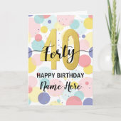 Carte Joyeux 40e anniversaire Pastel Rainbow Gold Woman (Devant)