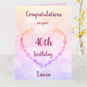Carte Joyeux 40e anniversaire personnalisé (Fleur jaune)