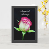 Carte Joyeux 40e anniversaire - rose unique (Fleur jaune)