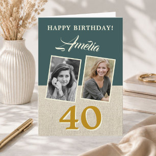Carte Joyeux 40e Anniversaire Rustique 2 Photos
