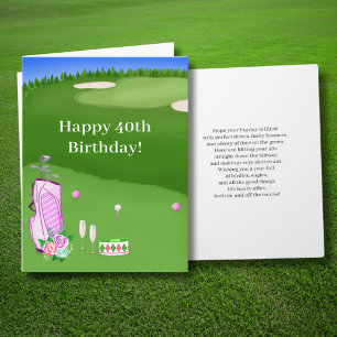 Carte Joyeux 40e Anniversaire Sac de Golf Rose